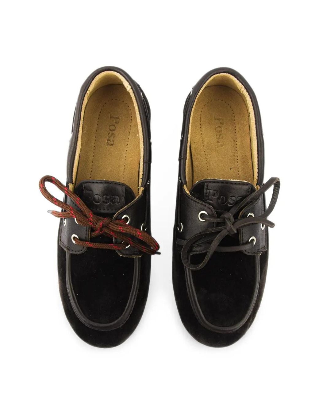 POSA Black Boat Lace-Up Velvet Loafers