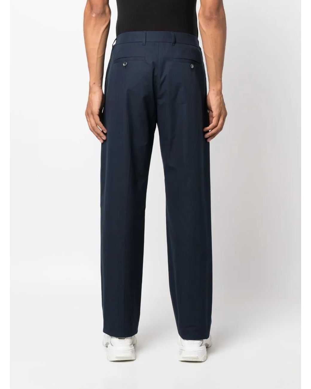McQueen Blue Drawstring-Waist Cotton Trousers for men