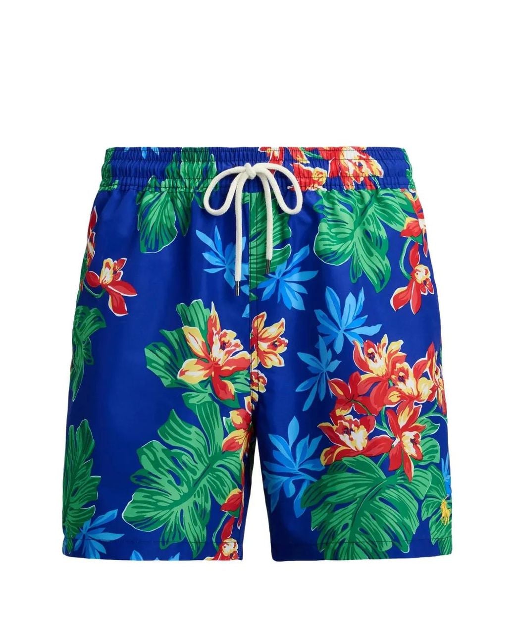 Polo Ralph Lauren Blue Floral-Print Drawstring Swim Shorts for men