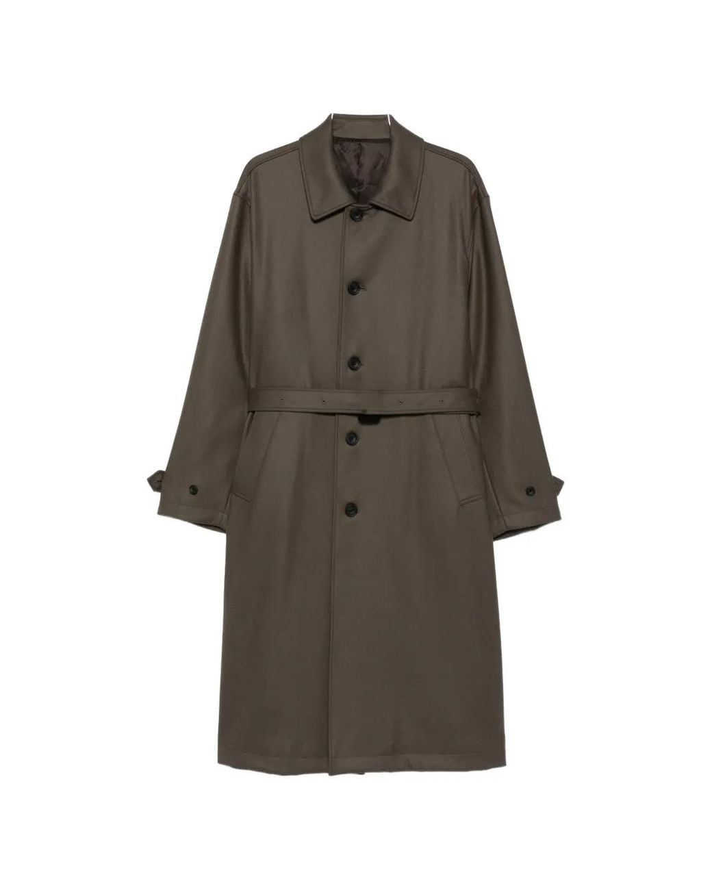 Ssstein Brown Melton Belted Wool Coat for men