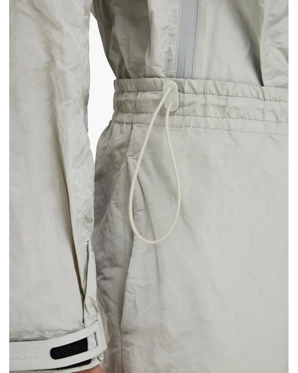 Ferragamo Gray Crinkled Track Pants for men