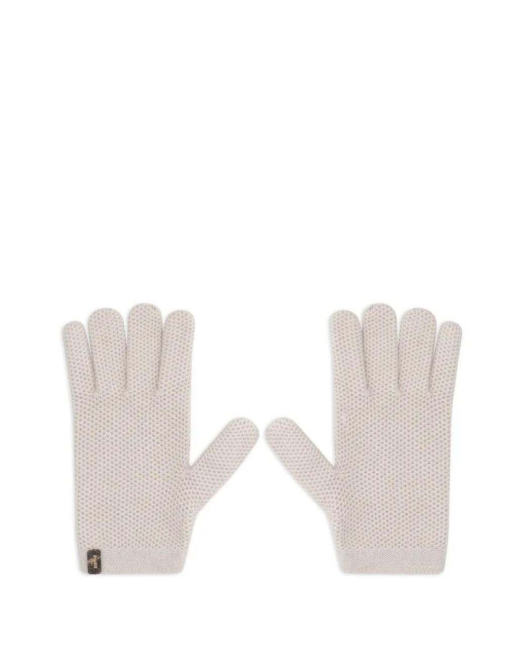 Moorer White Knitted Cashmere Gloves