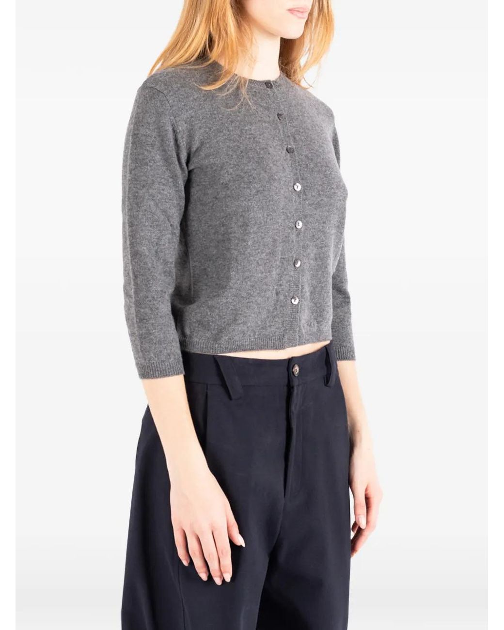 Societe Anonyme Gray Ingrid Button-Up Cropped Cardigan