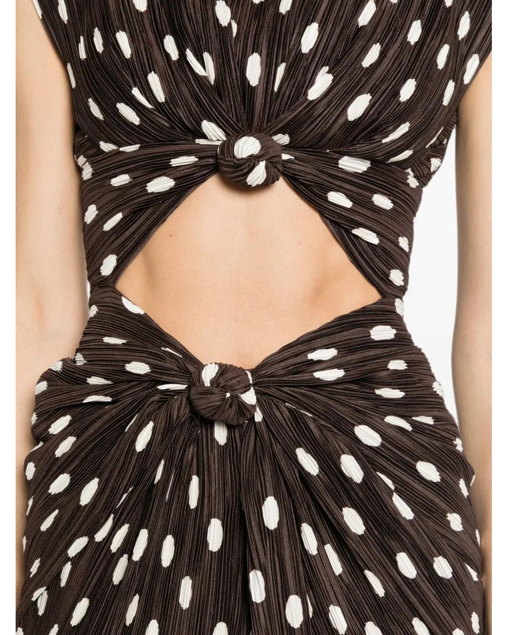 Cult Gaia Black Marilou Polka-Dot Plissé Dress