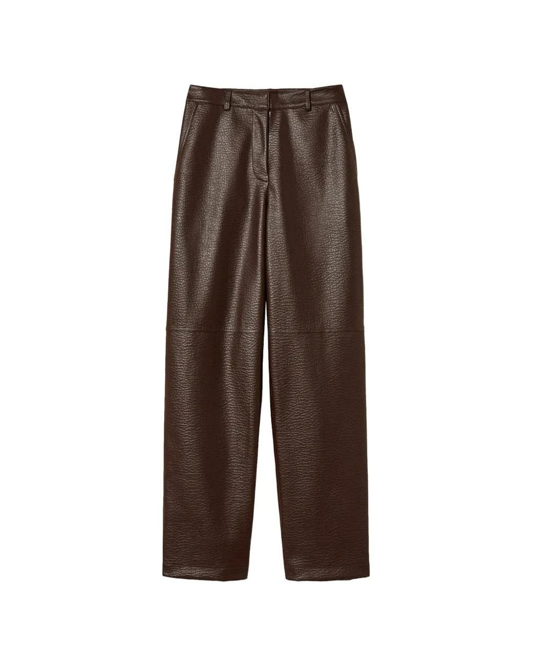 Twinset Brown Wide Faux-Leather Trousers