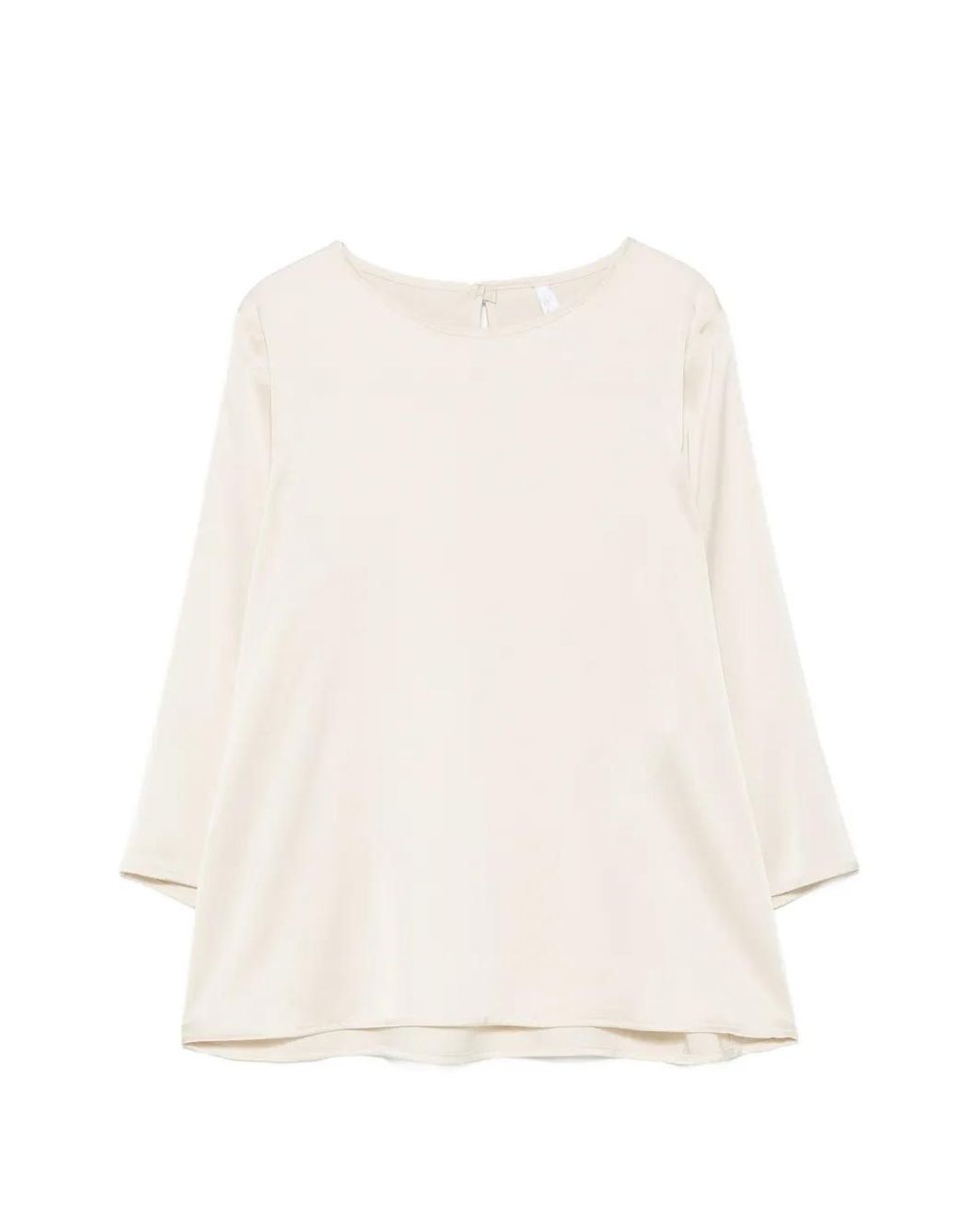 Imperial White Satin-Finish Keyhole-Back Blouse