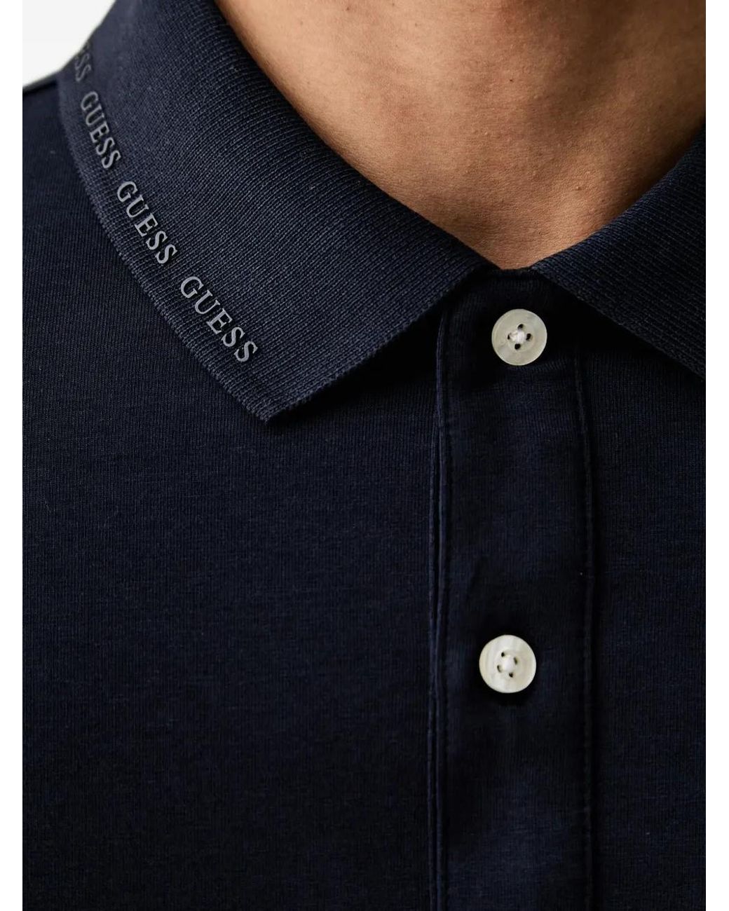 Guess Black Logo Patch Polo for men