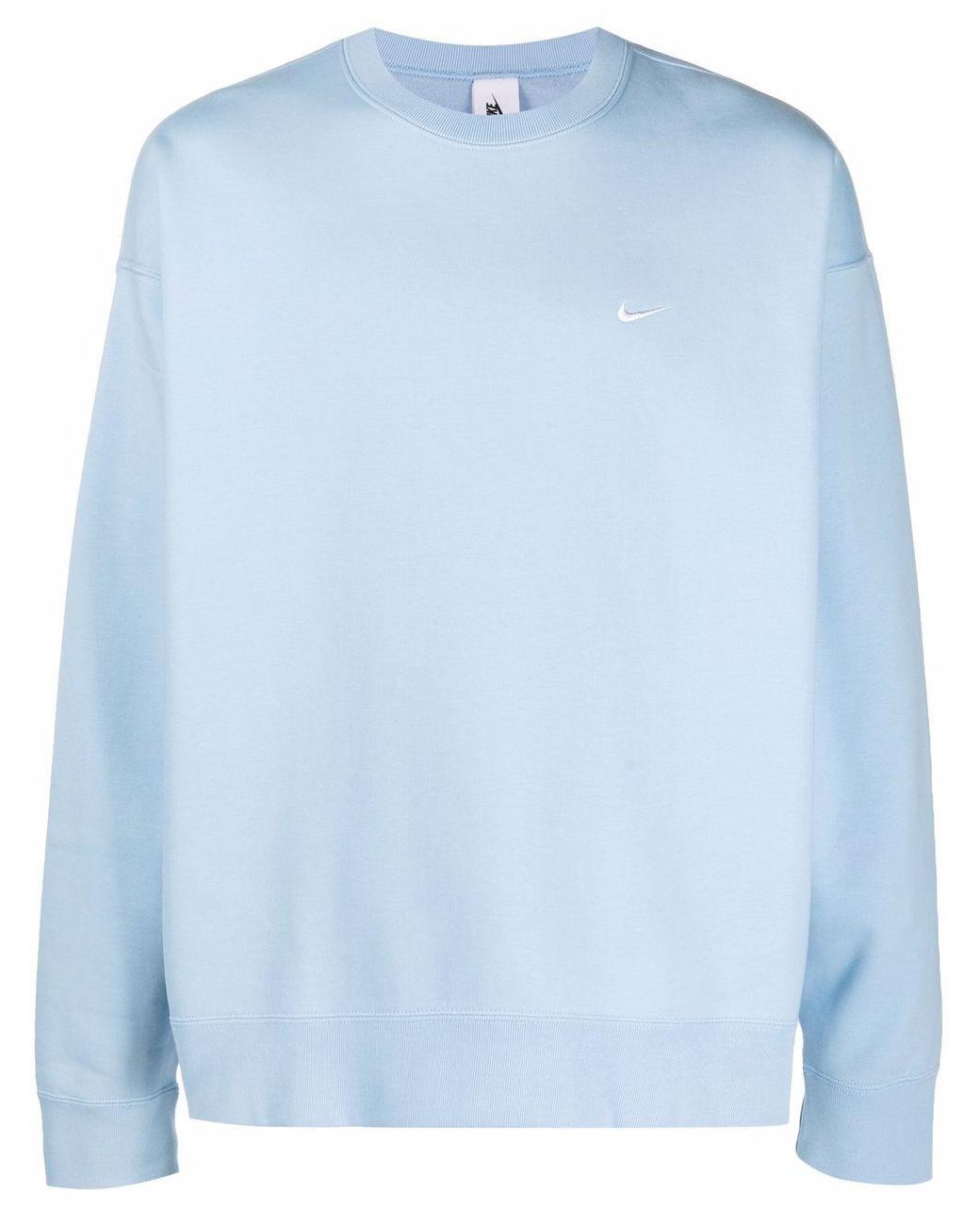 Nike Cotton Embroidered-swoosh Crewneck Jumper in Blue for Men - Lyst