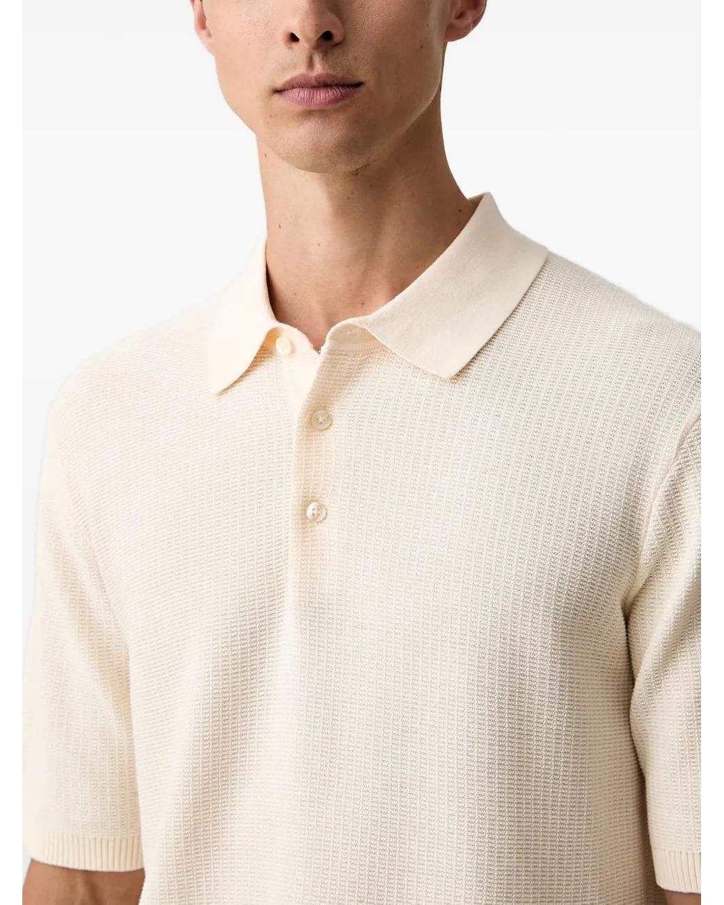 Scotch & Soda White Waffle-Knit Short-Sleeve Polo Shirt for men
