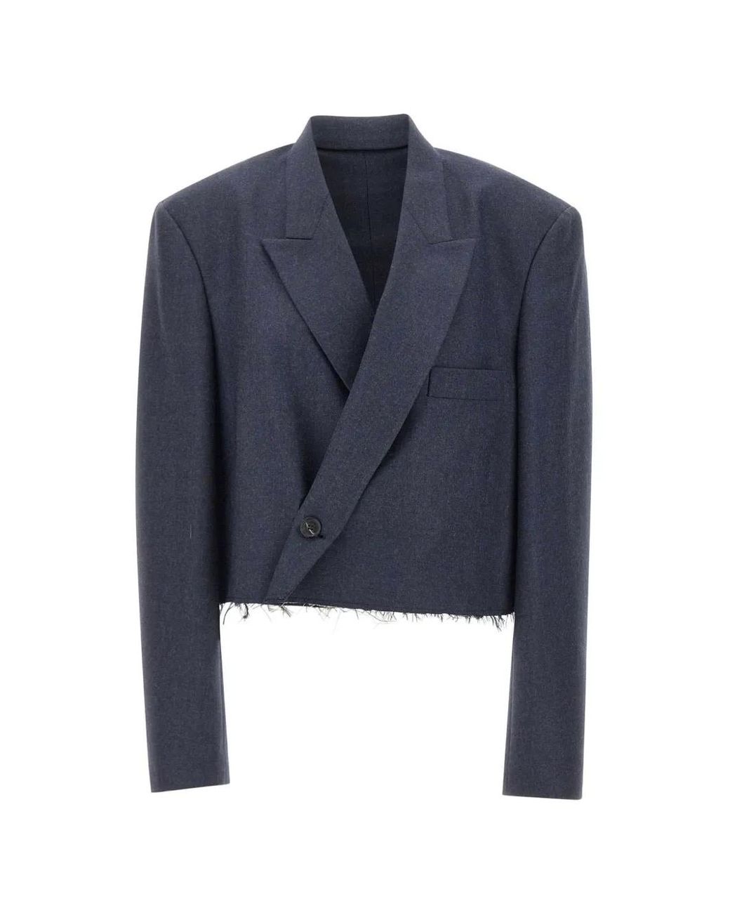 MM6 by Maison Margiela Blue Raw-Cut Cropped Blazer