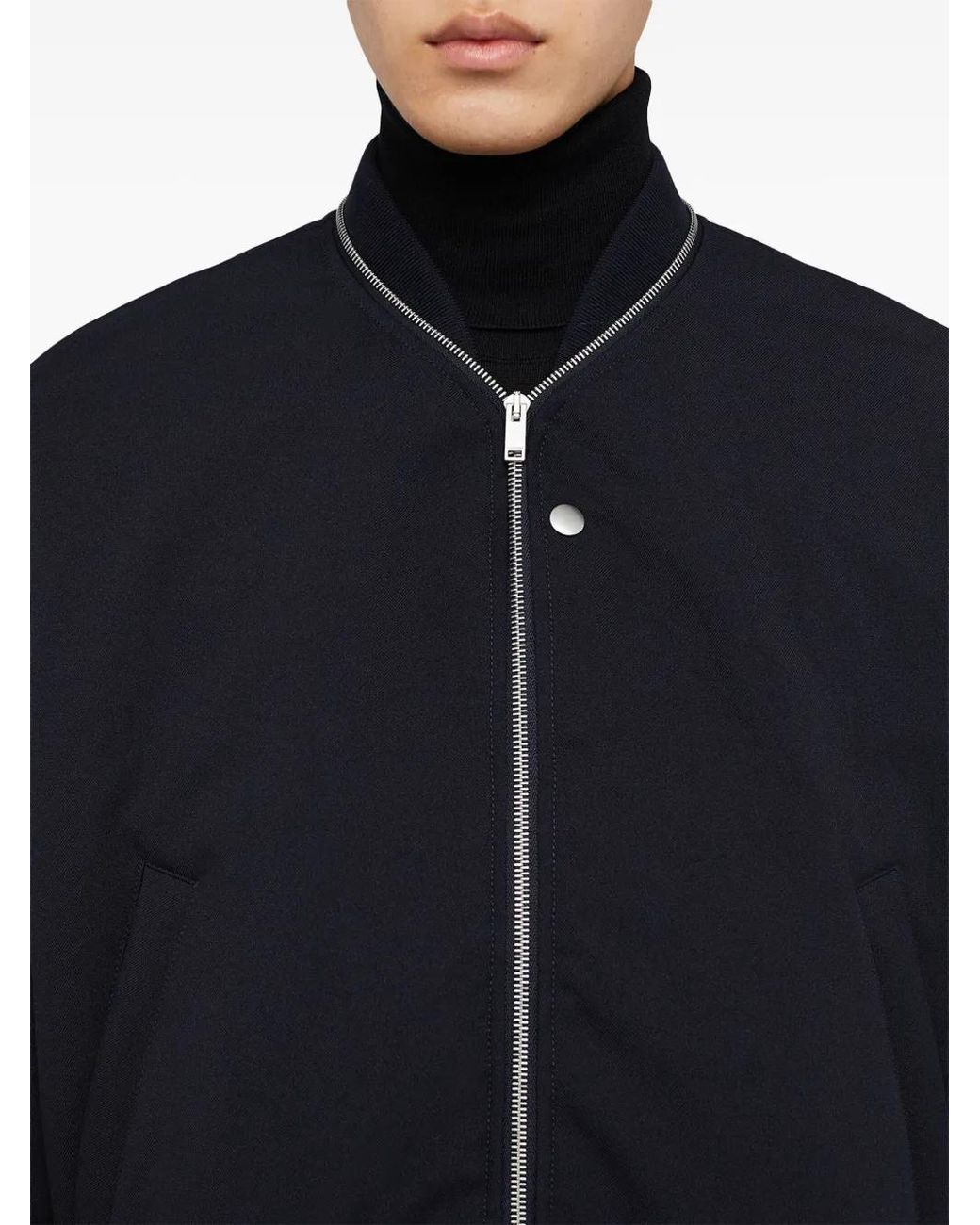 Jil Sander Black Zip-Up Bomber Jacket for men