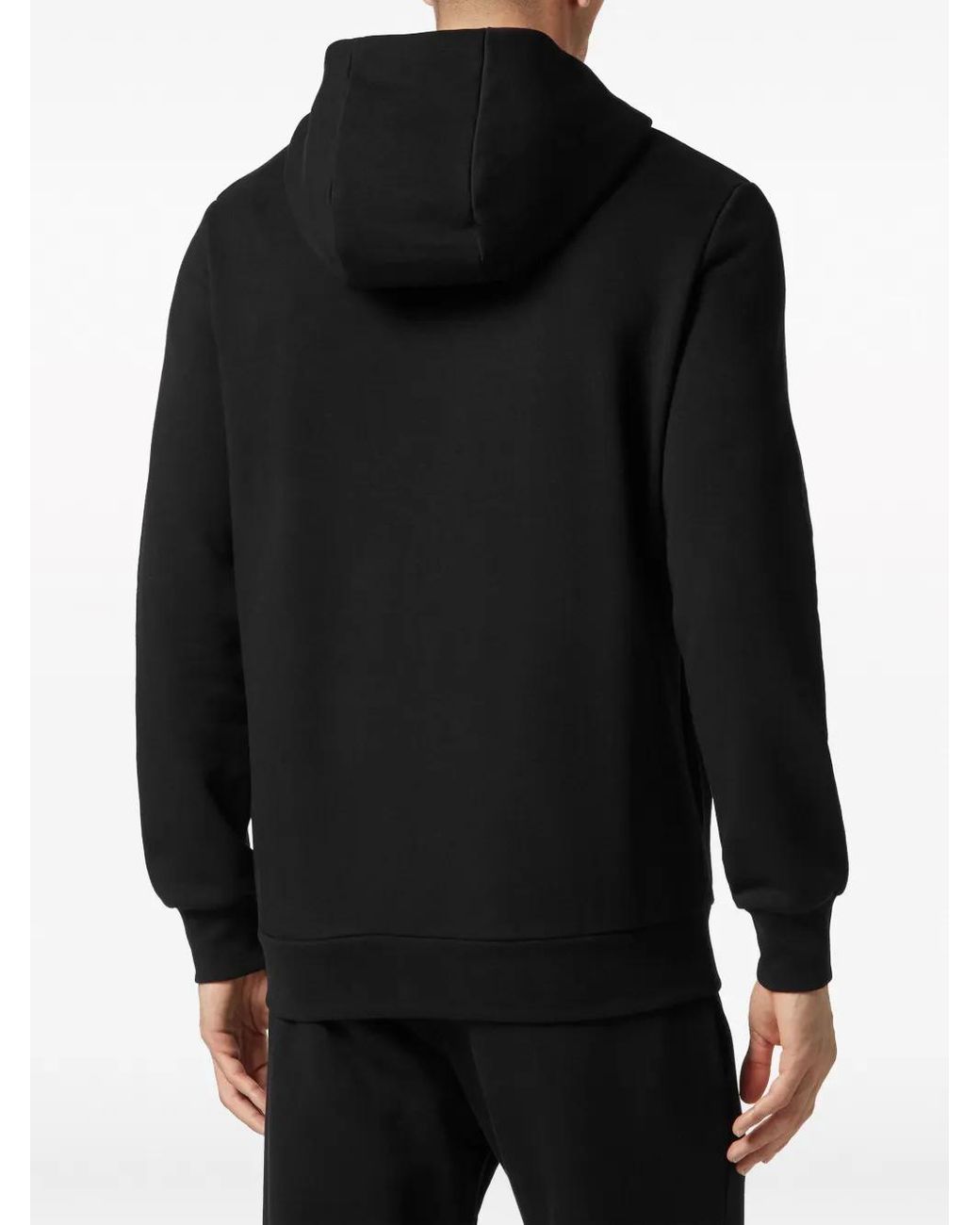 Philipp Plein Black Logo-Print Zipped Hoodie for men