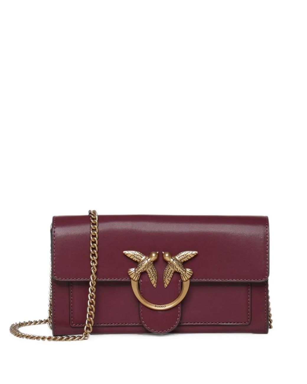 Pinko Purple Love Bag Wallet Chain-Link Shoulder Bag