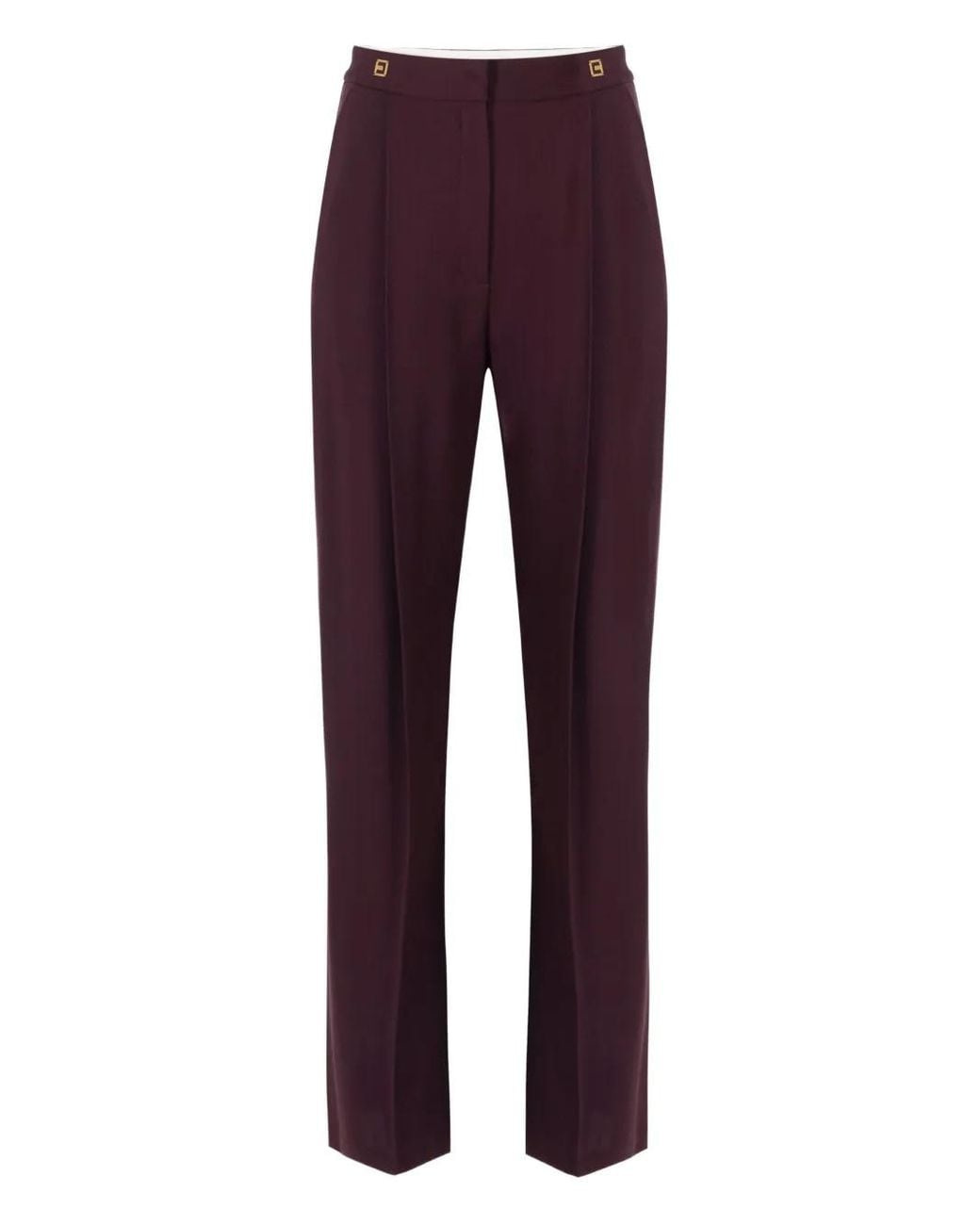 Elisabetta Franchi Purple High-Waisted Tailored Trousers