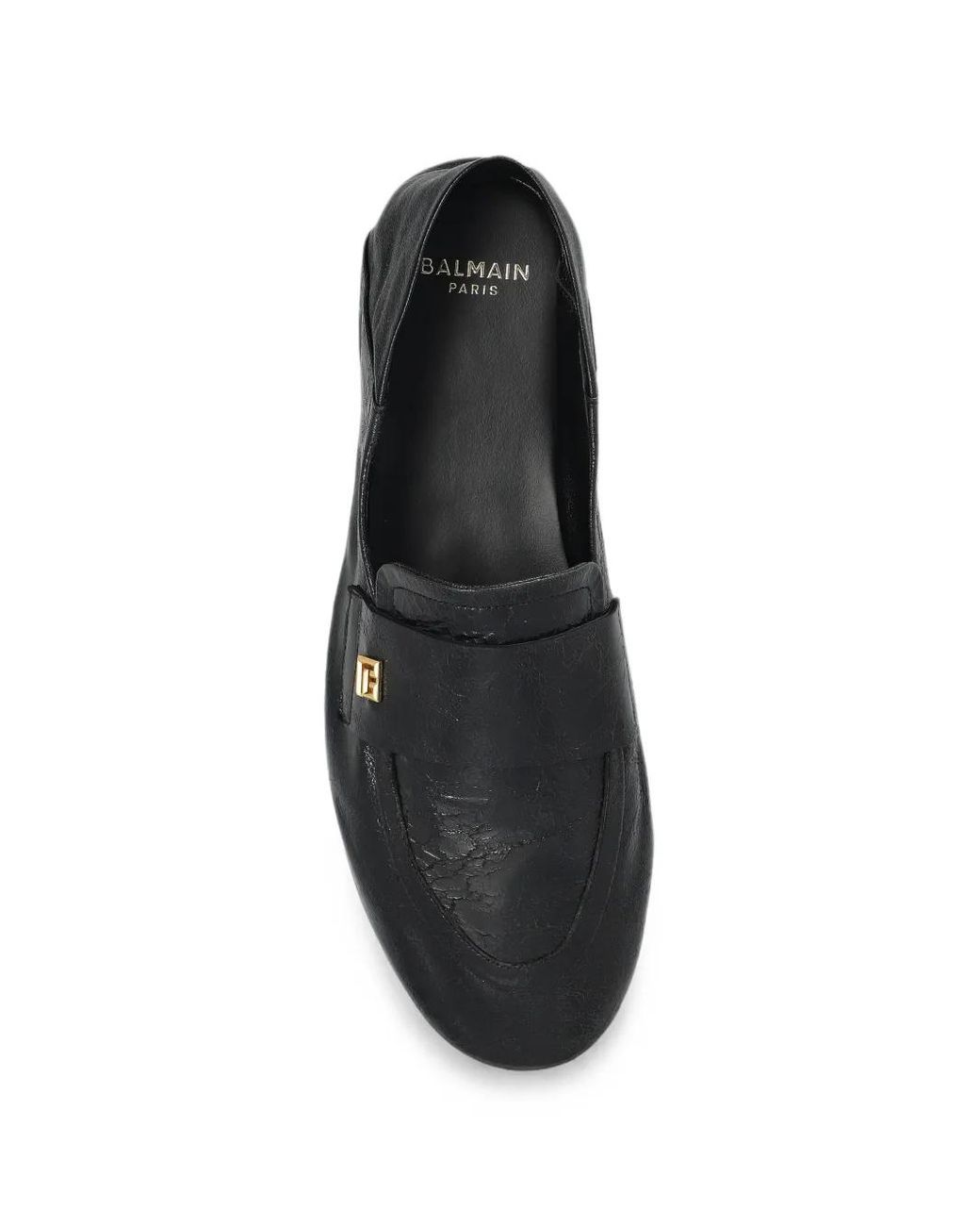 Balmain Black Logo-Plaque Leather Loafers