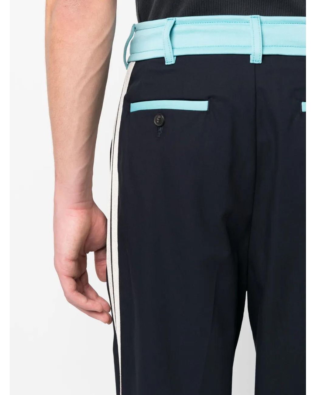 Palm Angels Blue Track Belt Straight-Leg Trousers for men