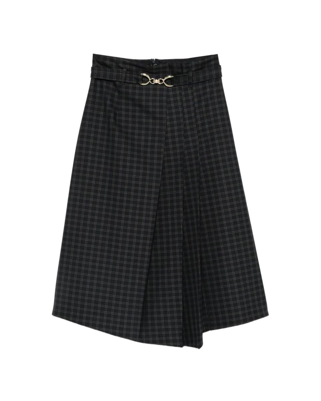 iBlues Black Tartan Pleated Skirt