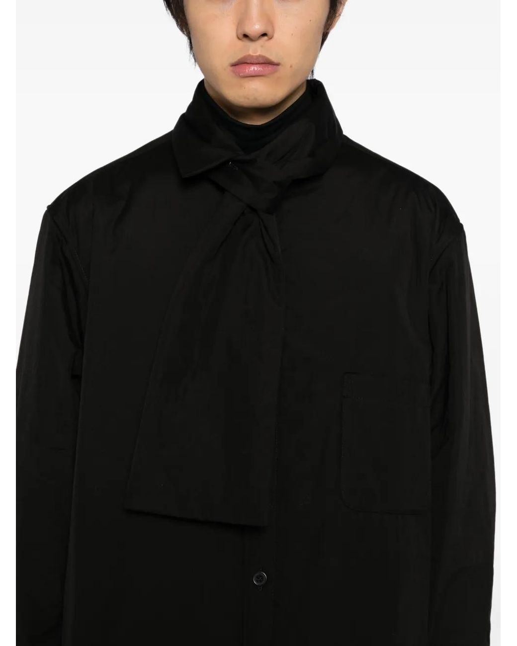 Yohji Yamamoto Black Broad Stole Padded Jacket for men