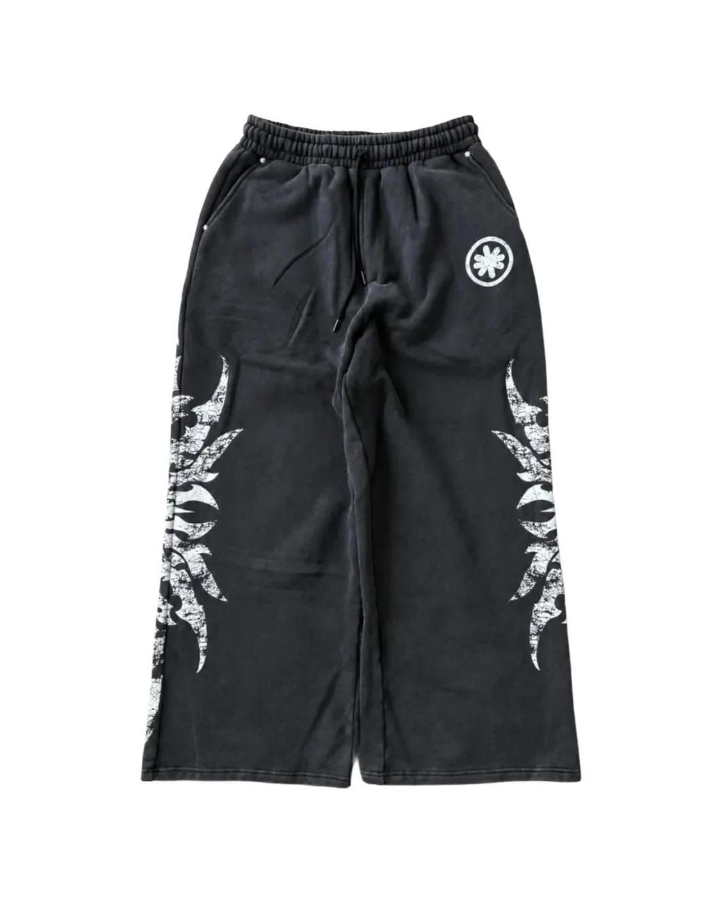LOSTSHDWS Black Graphic-Print Wide-Leg Track Pants for men