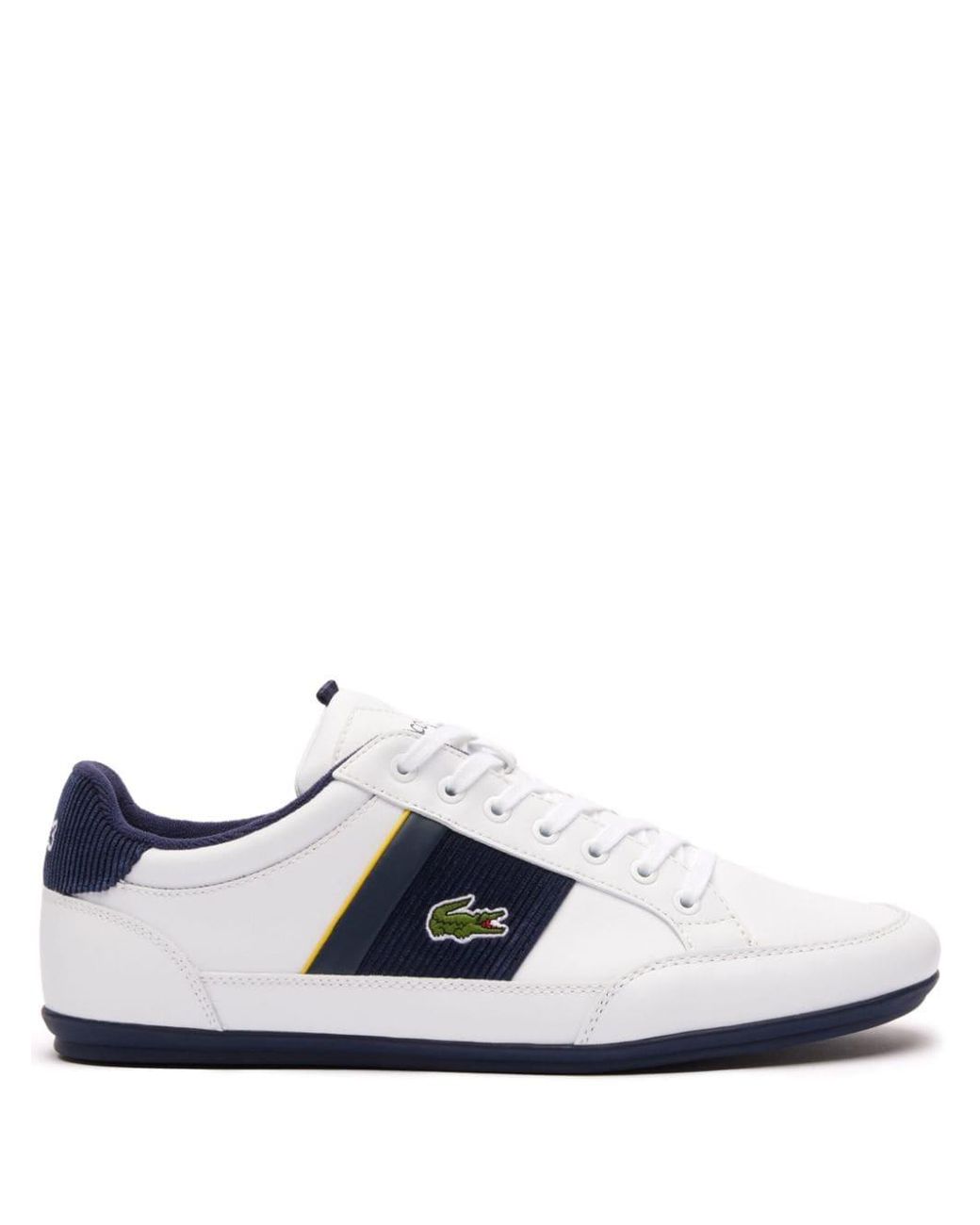 Lacoste Chaymon Corduroy-detail Leather Sneakers in White for Men | Lyst