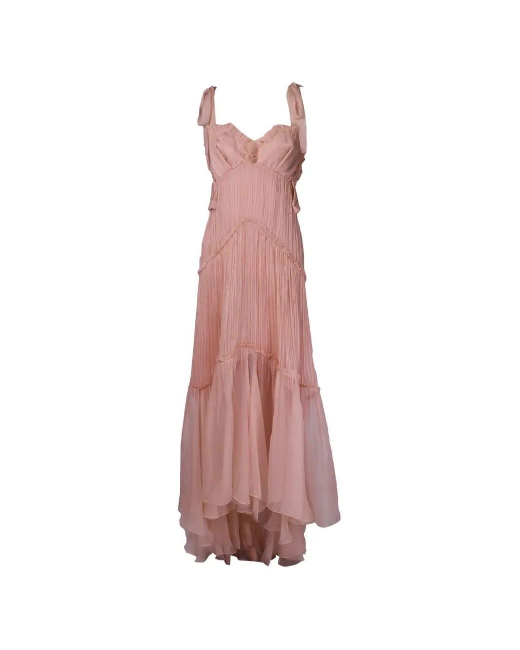 Maria Lucia Hohan Pink Robe Plissée À Encolure Cœur