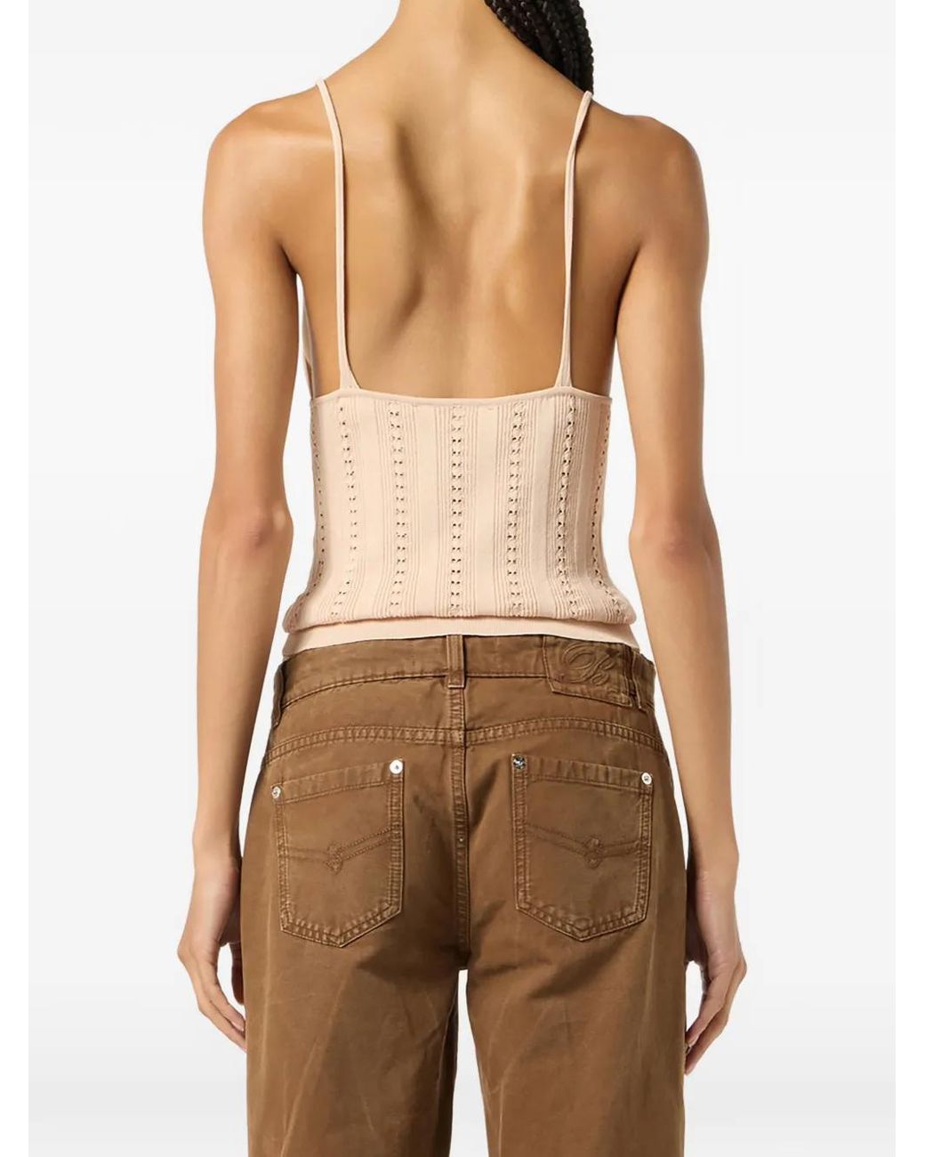 Blumarine White Haut En Maille À Col V
