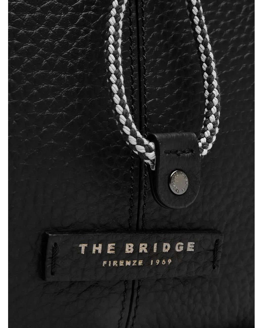 The Bridge Black Pebbled Leather Flap Backpack for men