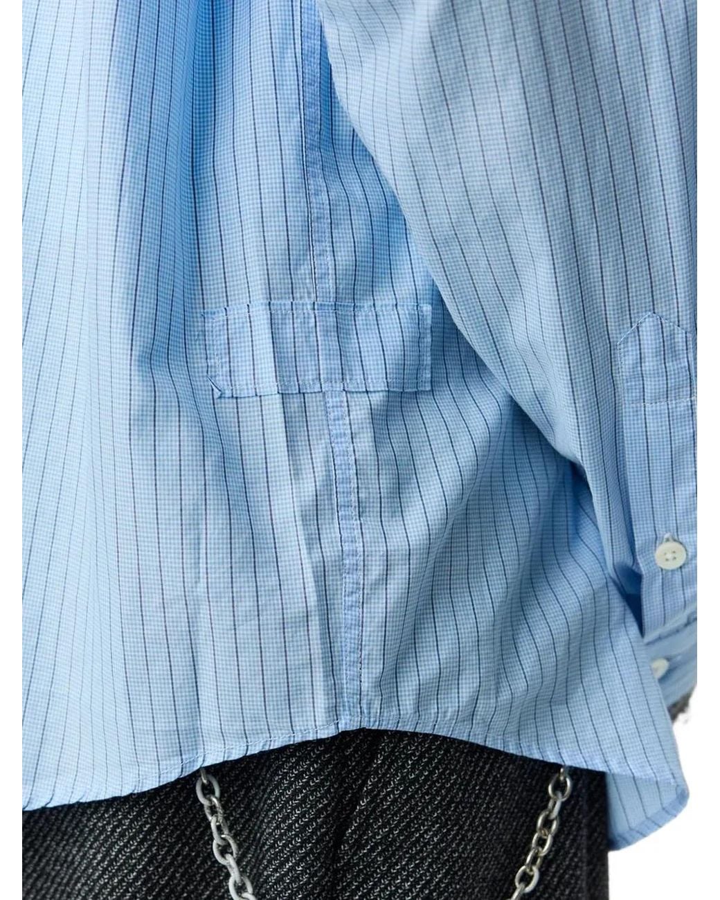 mfpen Blue Essay Stripe-Pattern Shirt for men