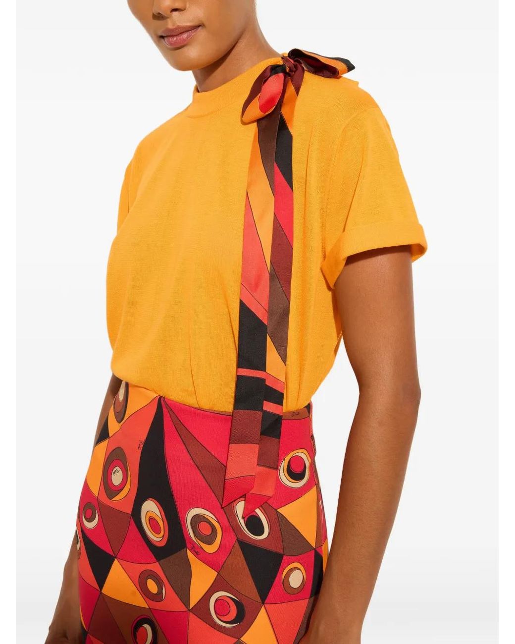 Emilio Pucci Orange T-Shirt With Silk Detail