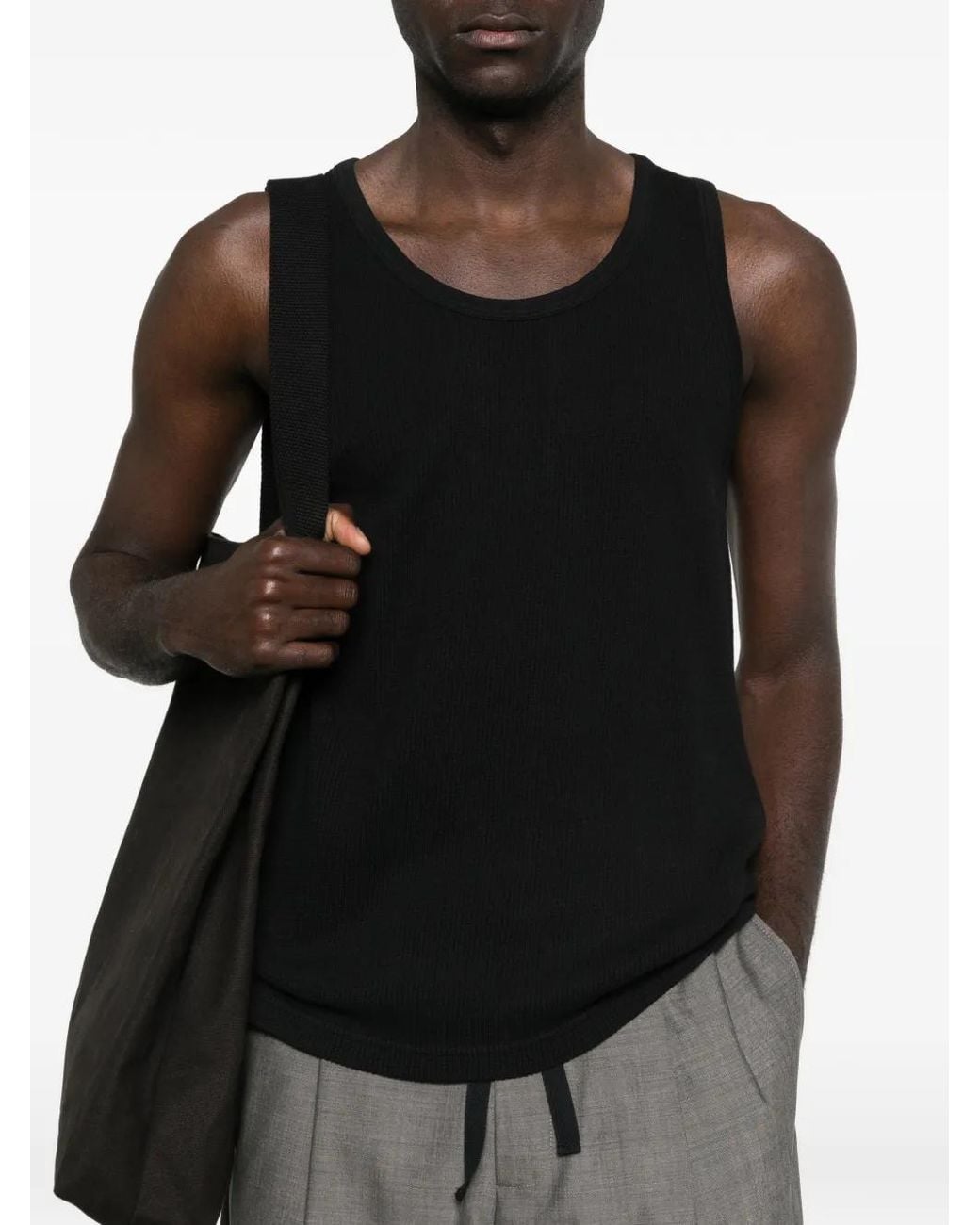 Studio Nicholson Black Débardeur Razim À Design Côtelé for men