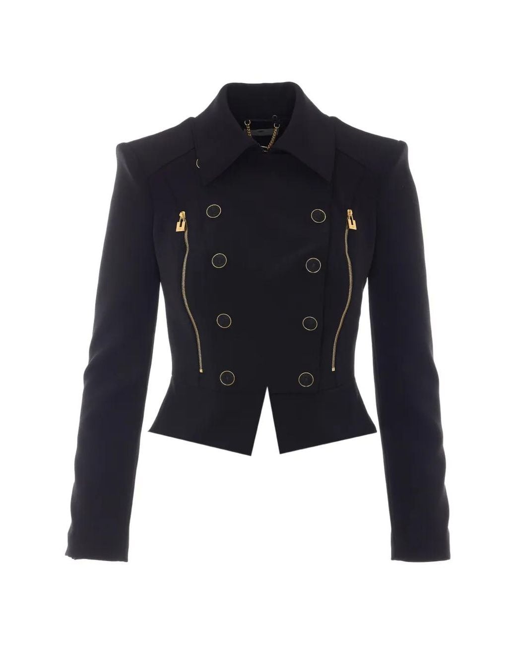 Elisabetta Franchi Blue Veste À Bordure Volantée