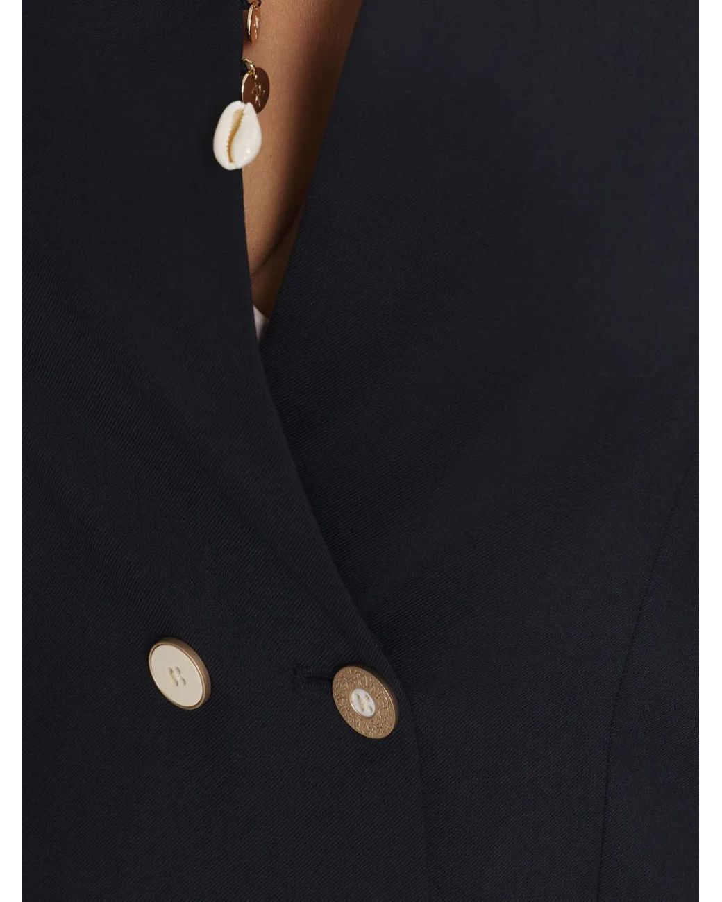 CuAnna Black Double-Breasted Fitted Jacket
