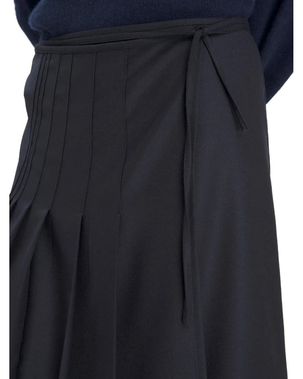 Barena Black Telma Pleated Wrap Midi Skirt