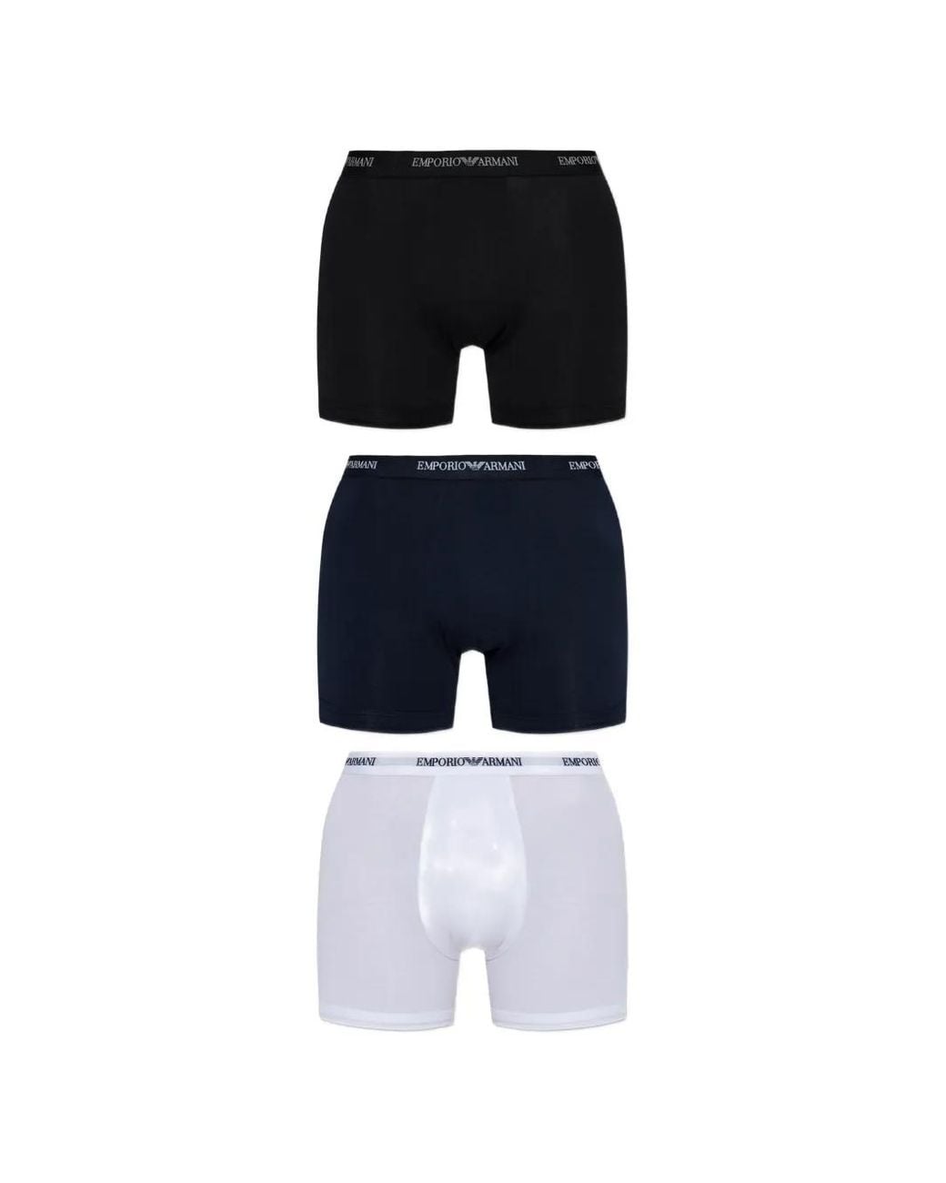 Emporio Armani Blue Logo-Waistband Boxers (Set Of Three) for men