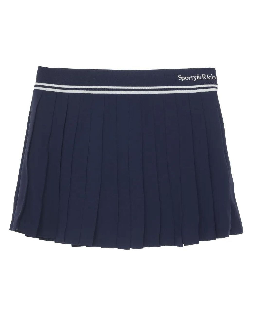 Sporty & Rich Blue Logo Pleated Skirt