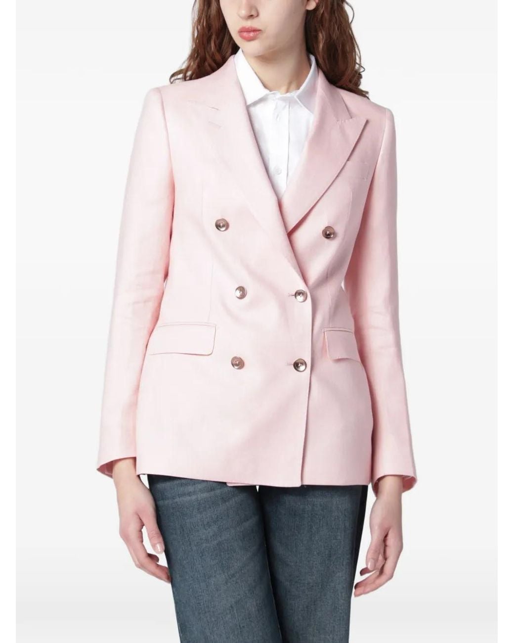 Tagliatore Pink Button Double-Breasted Blazer