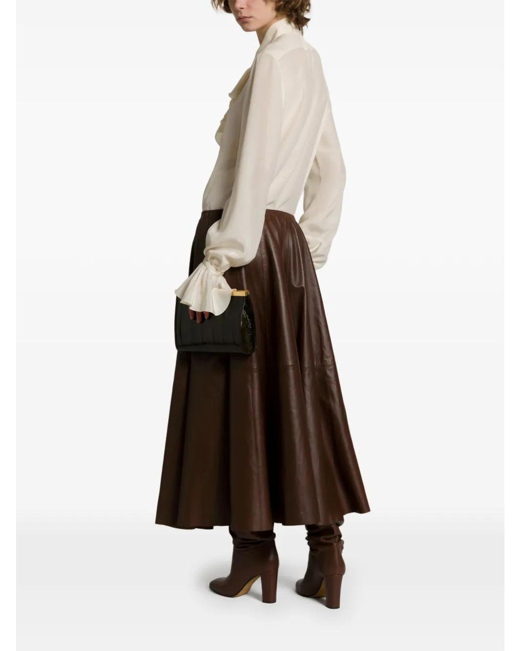 Alberta Ferretti Brown Block-Heel Knee-High Boots