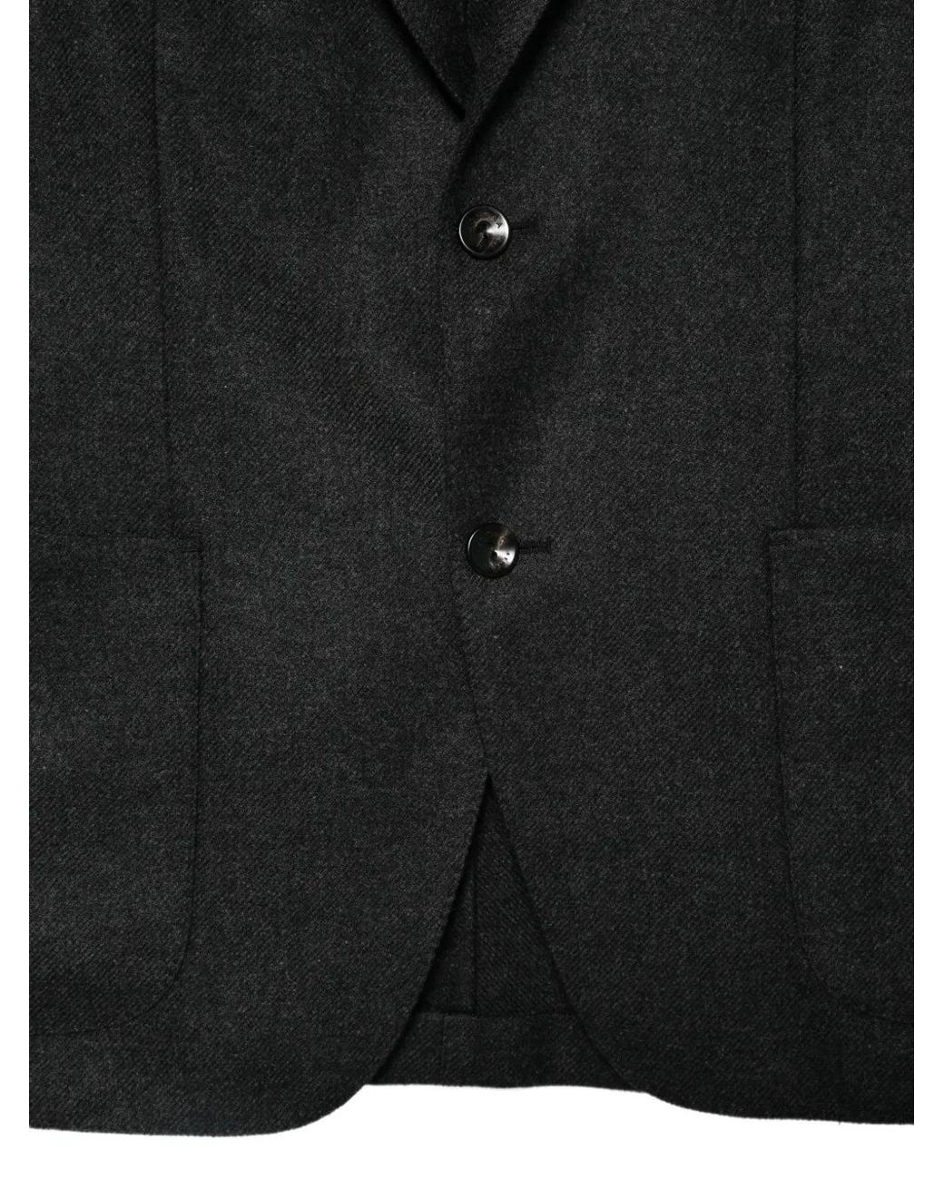 Agnona Black Veste Boutonnée À Revers Crantés for men