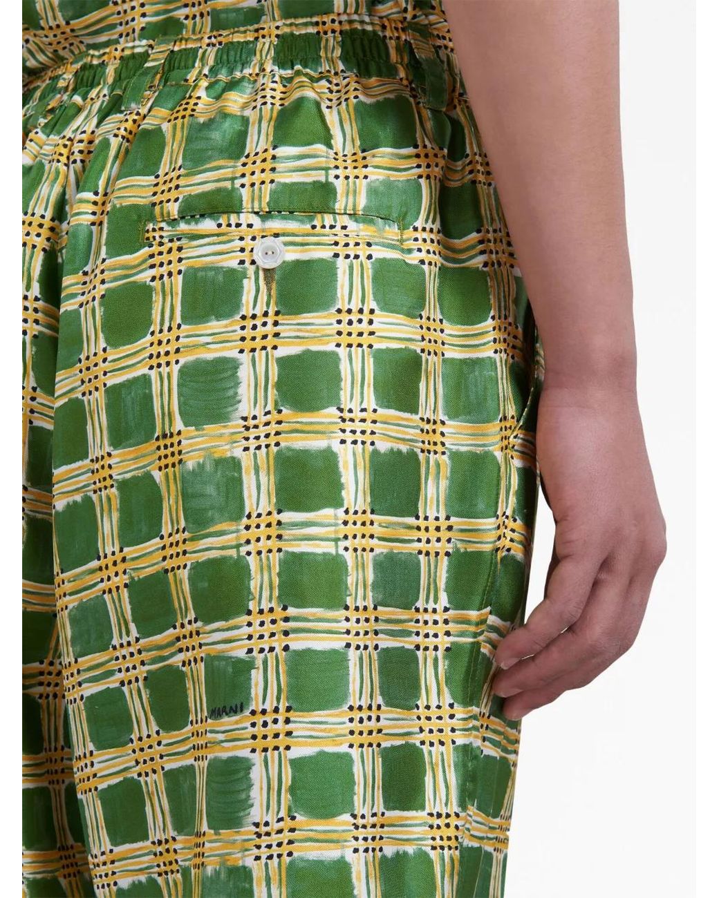 Marni Geruite Zijden Shorts in het Green voor heren