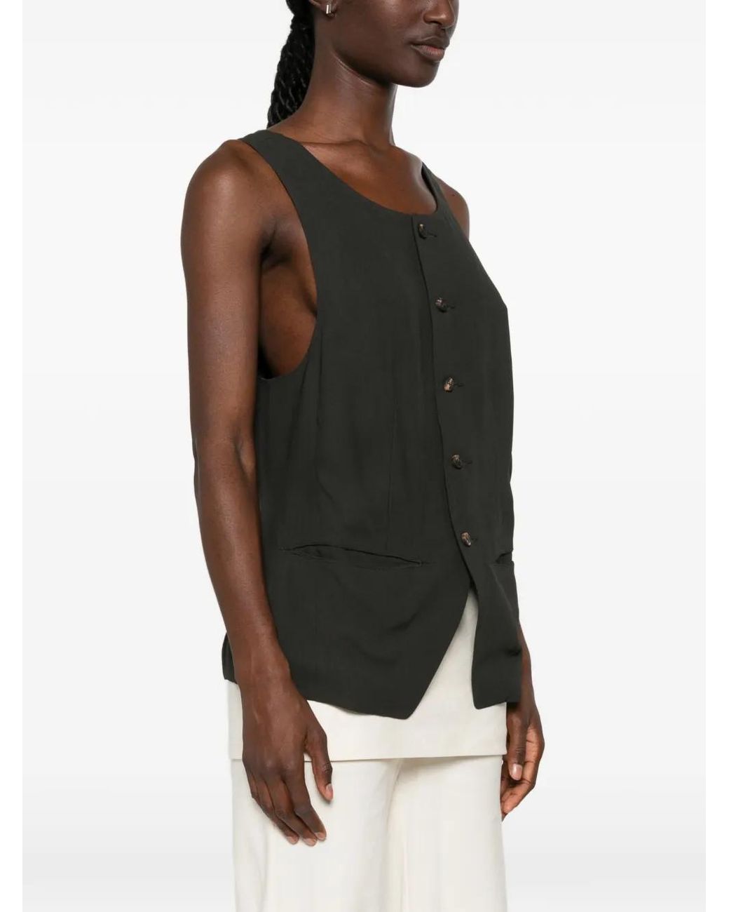 Ziggy Chen Black Patterned-Panel Vest