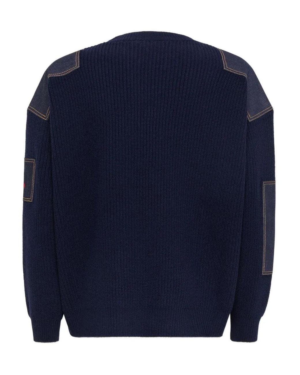 DSquared² Blue Patchwork-Embellished Jumper for men