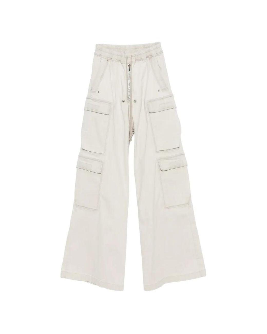 Rick Owens White Double Cargo Jumbo Belas Trousers