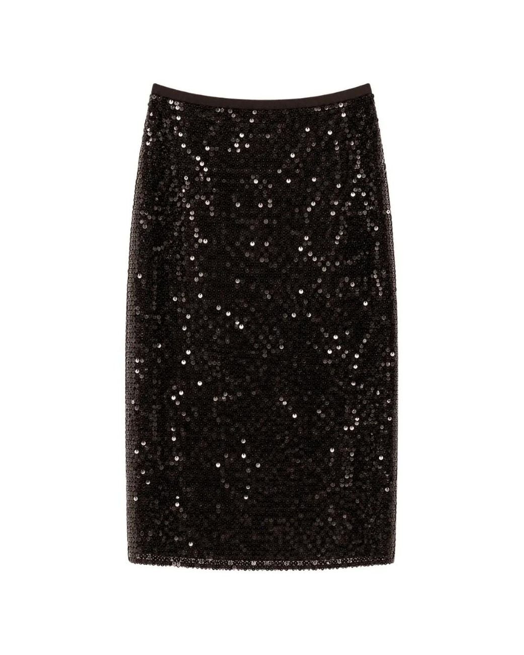Roberto Collina Black Sequin-Embellished Midi Skirt
