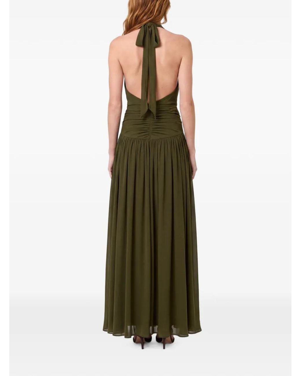 Nicholas Green Halterneck Ruched Maxi Dress