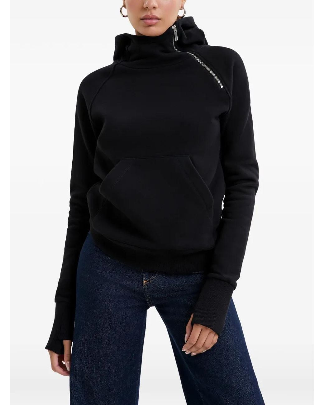 MARCELLA Black Booth Diagonal-Zip Hoodie
