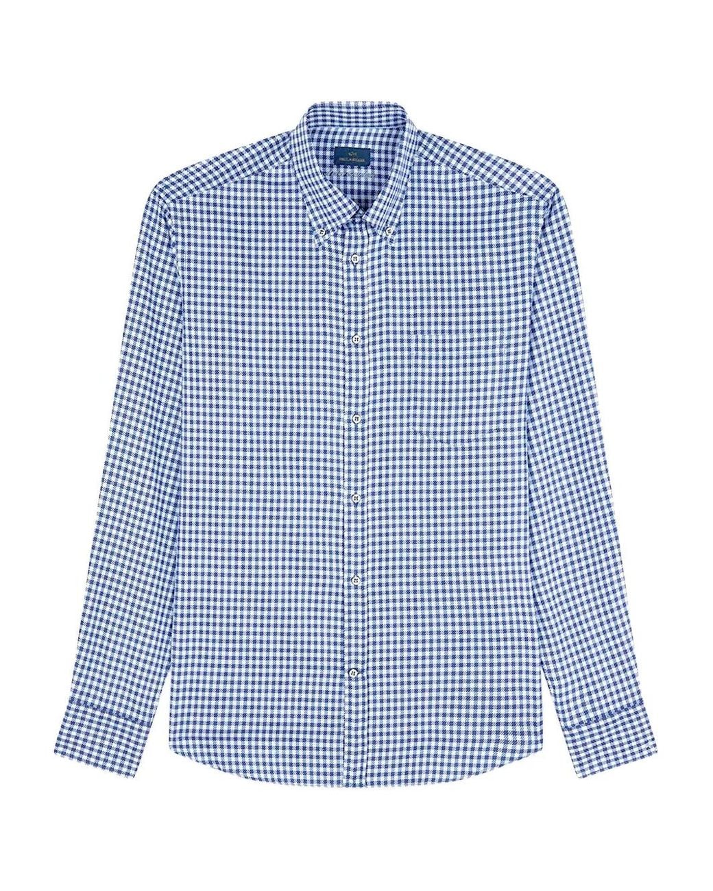 Paul & Shark Blue Gingham Cotton Shirt for men