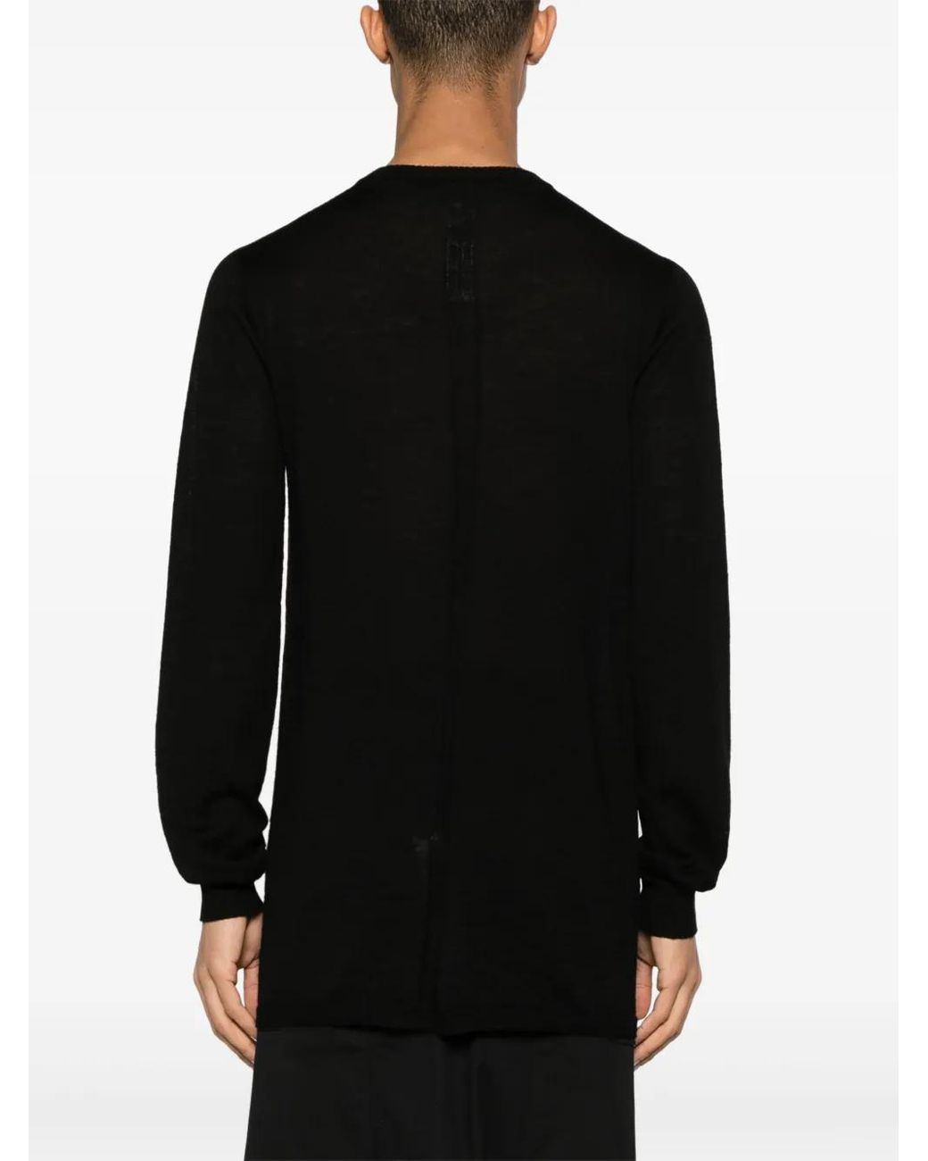 Rick Owens Black Fine-Knit Virgin Wool Sweater for men