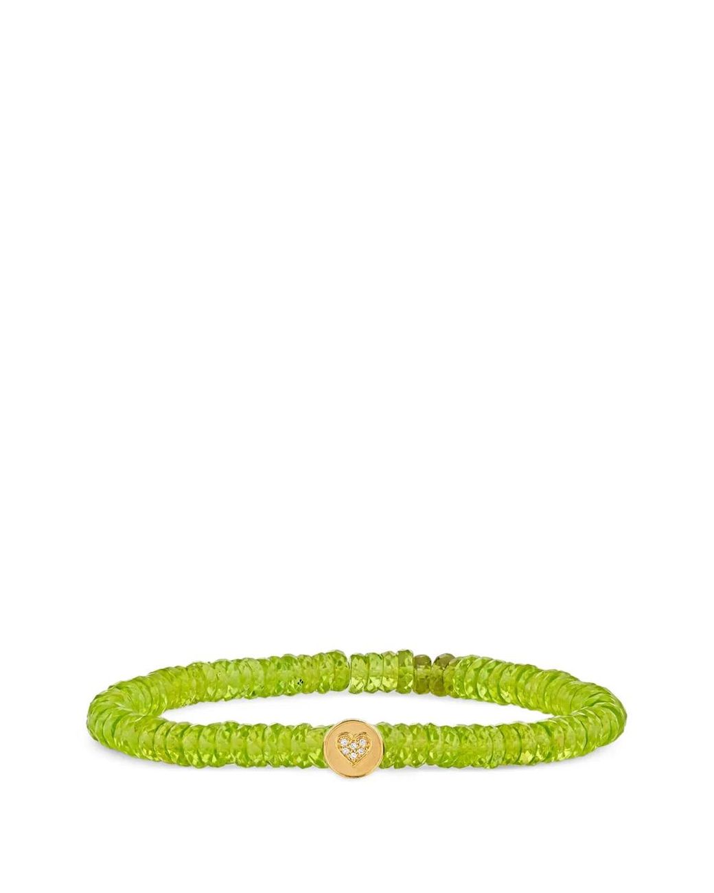 Sydney Evan Yellow Peridot And Diamond Heart-Charm Bracelet