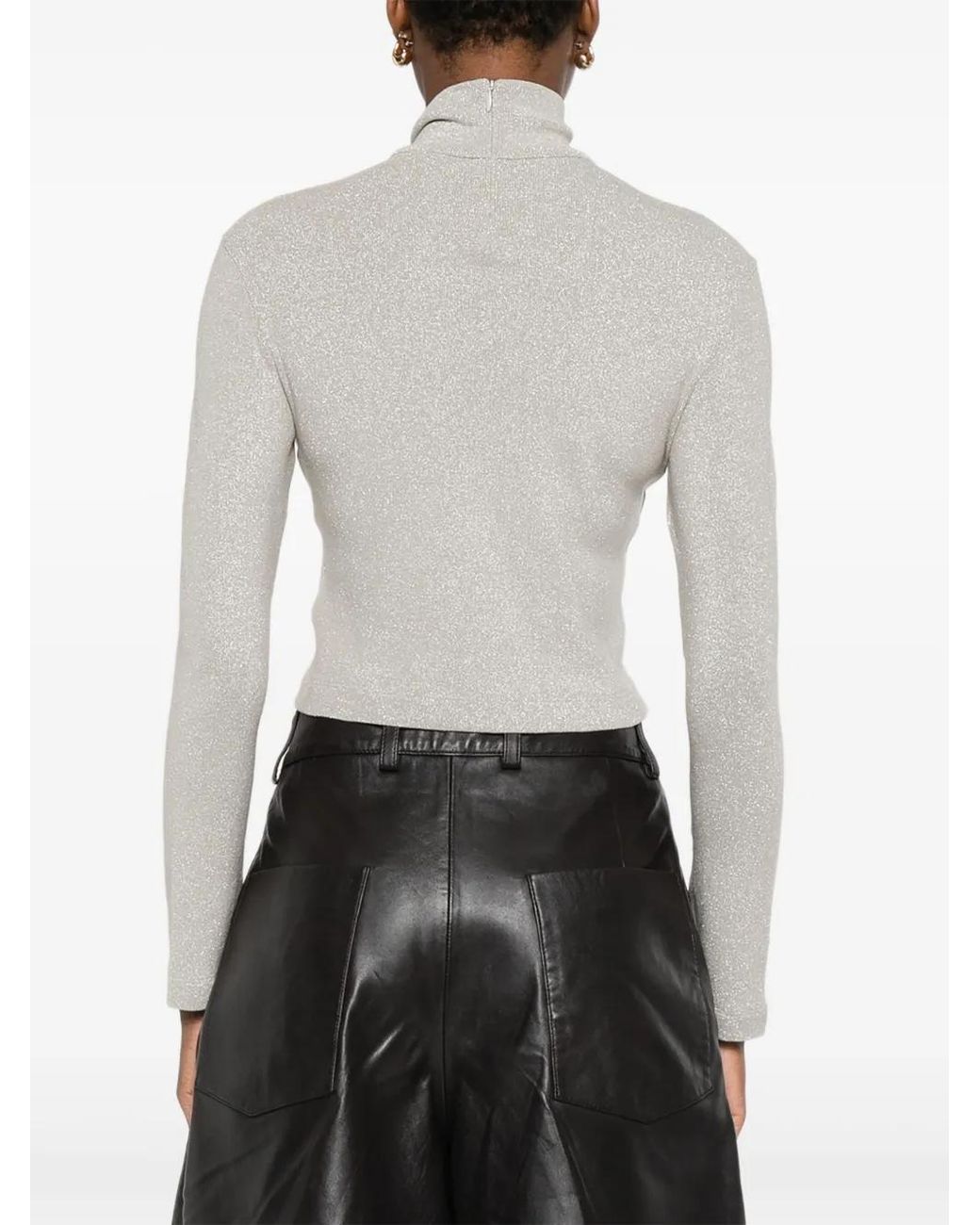 Ralph Lauren Gray Glitter Turtleneck Top