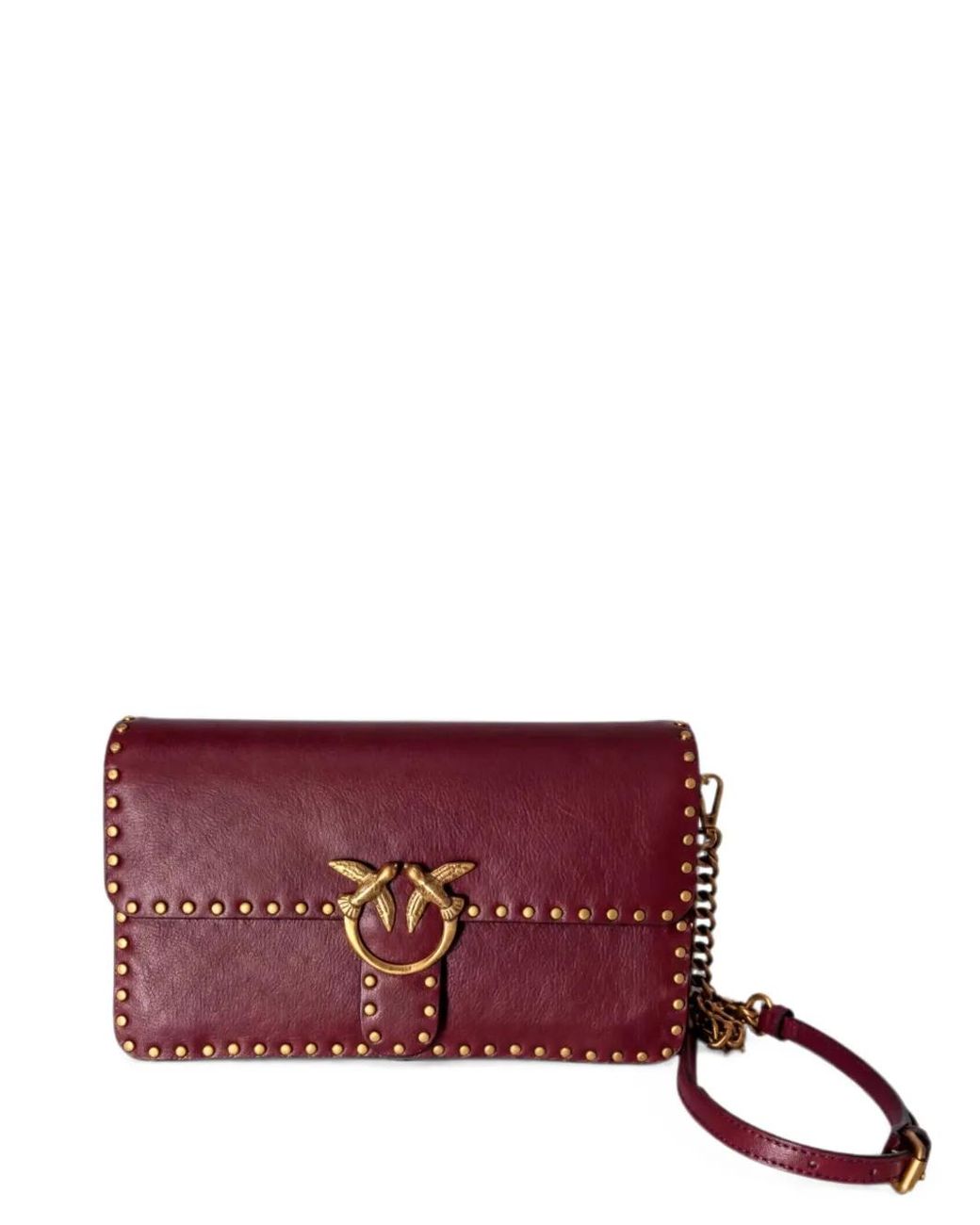 Pinko Purple Sac Porté Épaule Love One En Cuir